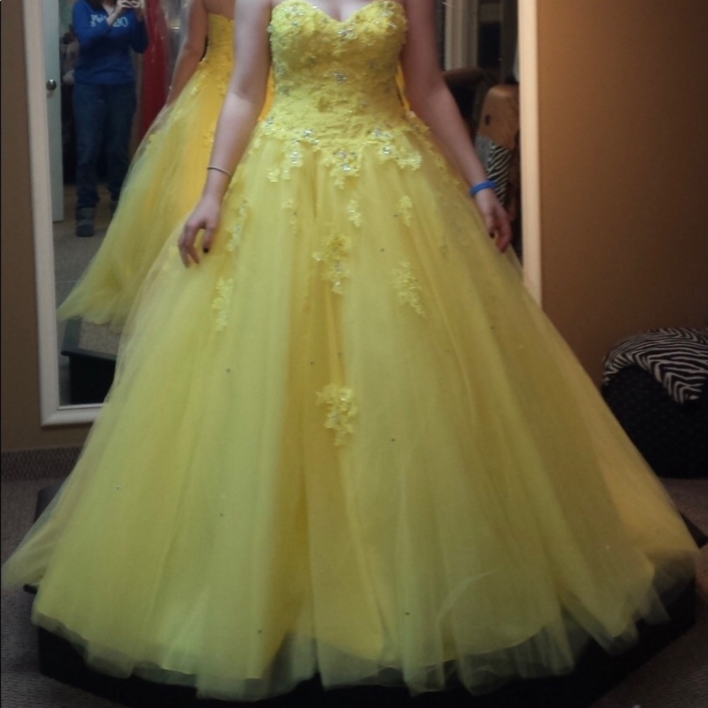 Yellow Mori Lee ball gown